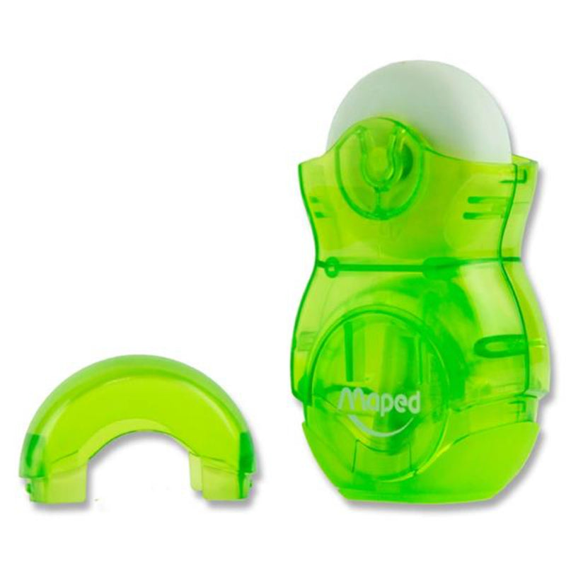 Maped Duo Loopy Sharpener & Eraser - Translucent Green