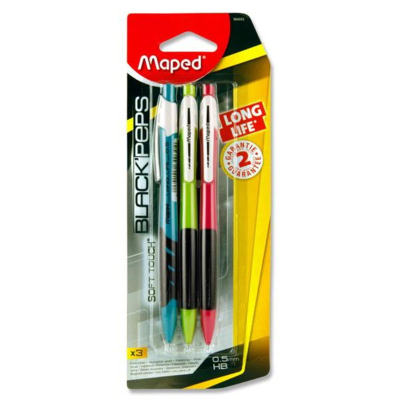 Maped Long Life 0.5mm Mechanical Pencils - Pack of 3