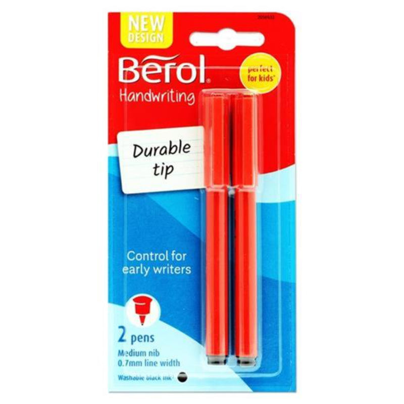 Berol 0.7mm Medium Nib Handwriting Pen - Black Ink - Pack of 2