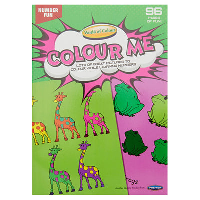 World of Colour A4 Perforated Colour Me Colouring Book - 96 Pages - Number Fun