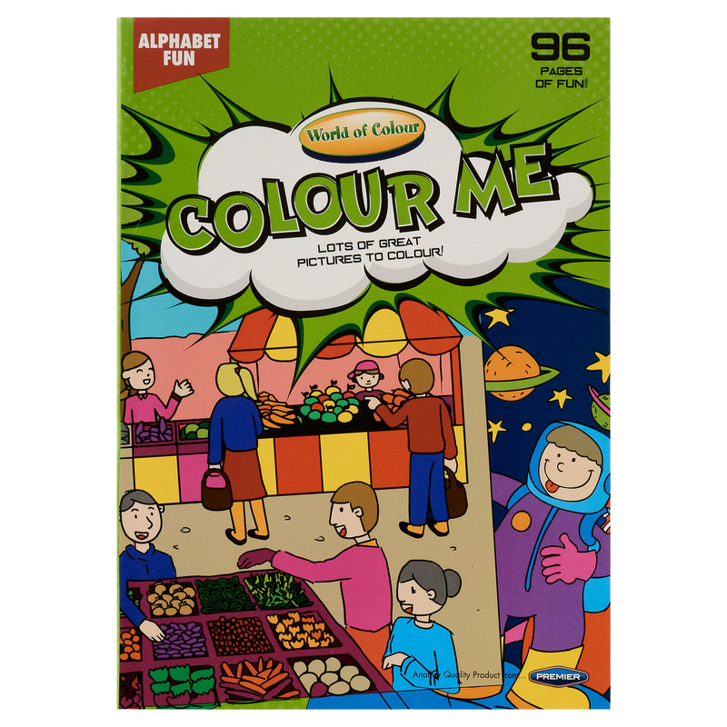 World of Colour A4 Perforated Colour Me Colouring Book - 96 Pages - Alphabet Fun 2