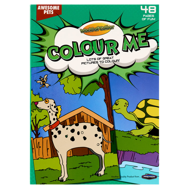 World of Colour A4 Perforated Colour Me Colouring Book - 48 Pages - Awesome Pets