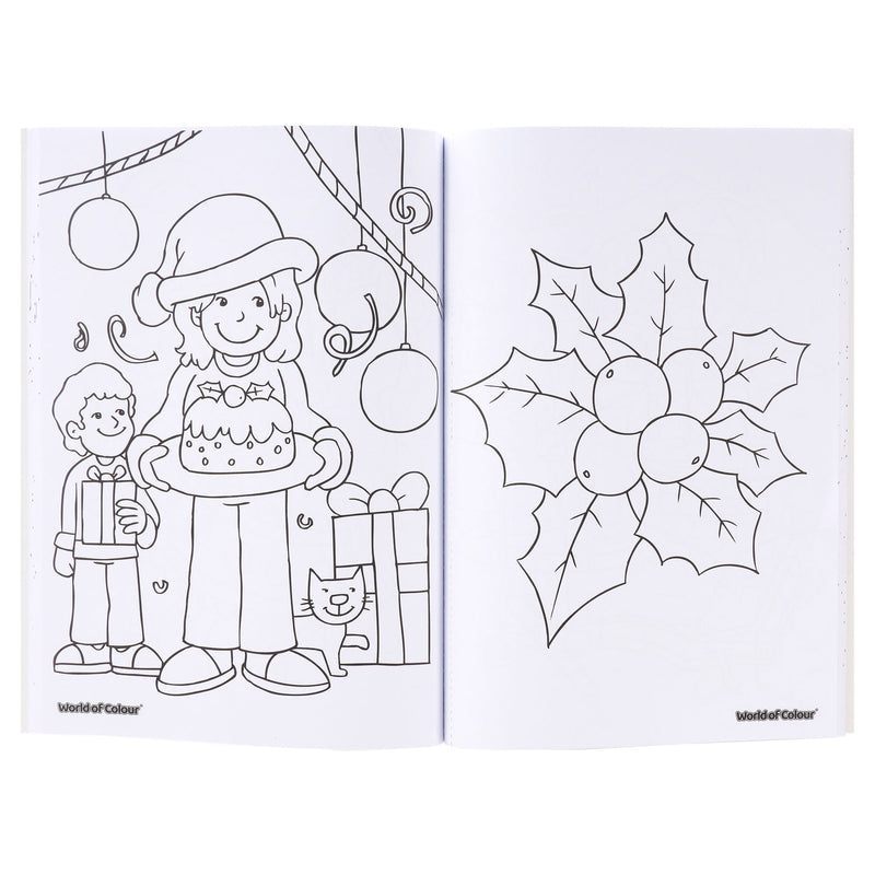 World of Colour A4 Perforated Colouring Book - Festive Fun - 96 Pages - Christmas