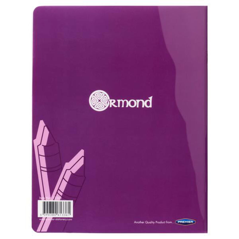 Ormond No.15 Durable Cover Project Book - Top Blank, Bottom Extra Wide Ruled - 40 Pages - Purple