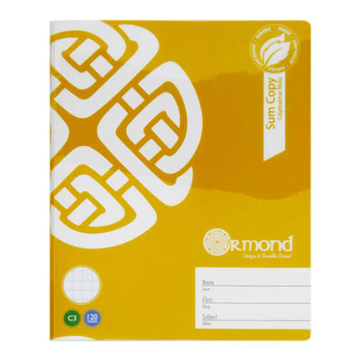 Ormond C3 Durable Cover Sum Copy Book - Squared Paper - 120 Pages - Yellow