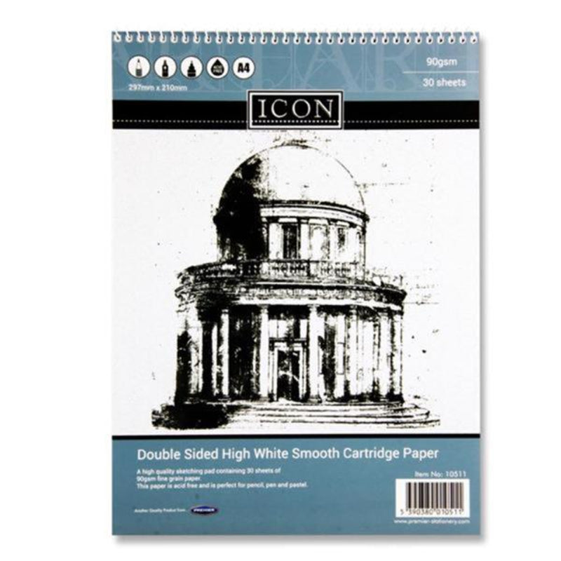 Icon A4 Spiral Sketch Pad - 90gsm - 30 Sheets