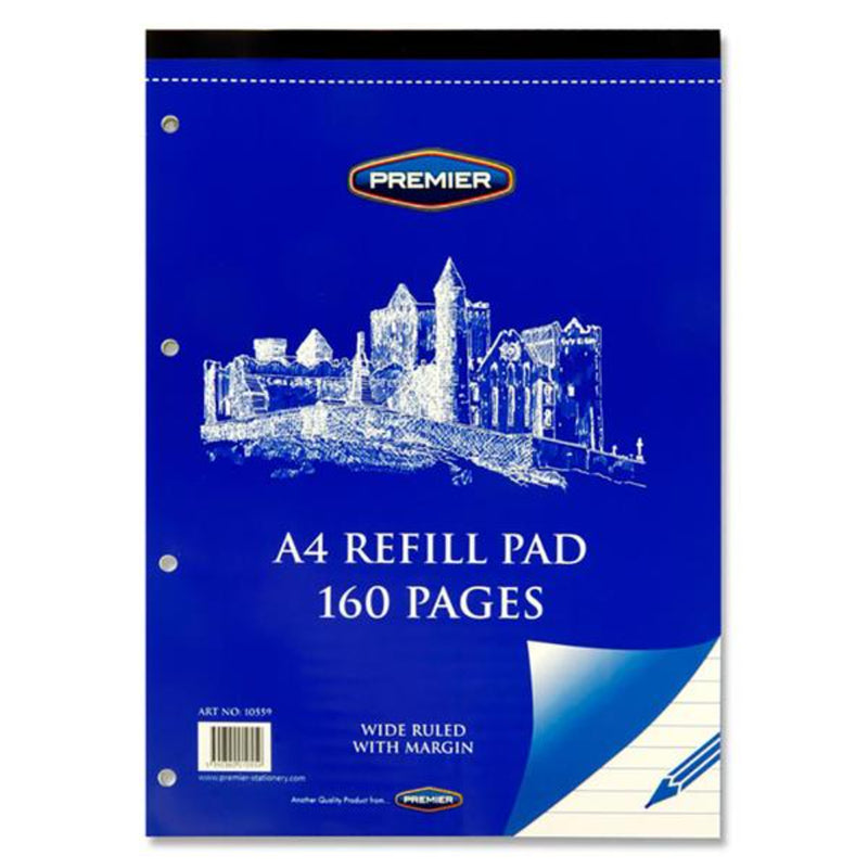 Premier A4 Refill Pad - Wide Ruled - Top Bound - 160 Pages