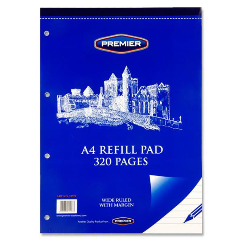 Premier A4 Refill Pad - Wide Ruled - Top Bound - 320 Pages