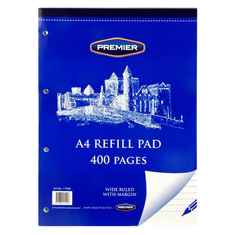 Premier A4 Refill Pad - Wide Ruled - Top Bound - 400 Pages