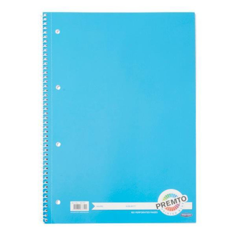Premto A4 Spiral Notebook - 160 Pages - Printer Blue