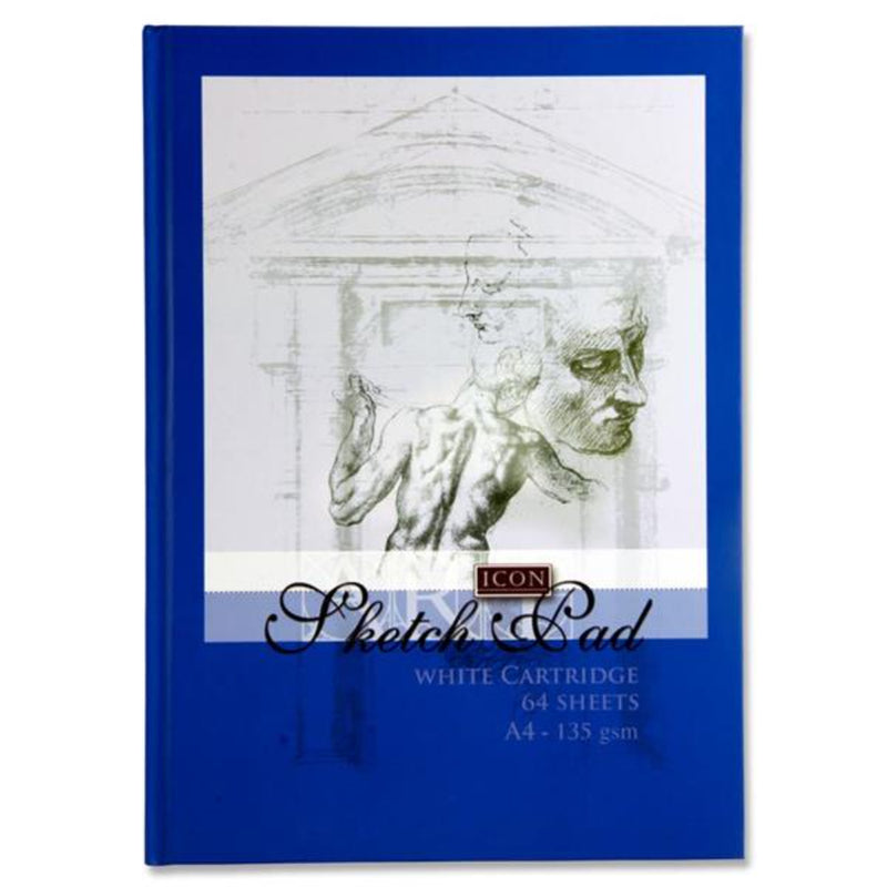Icon A4 Hardcover Sketch Book Blue Cover - 135gsm - 64 Sheets