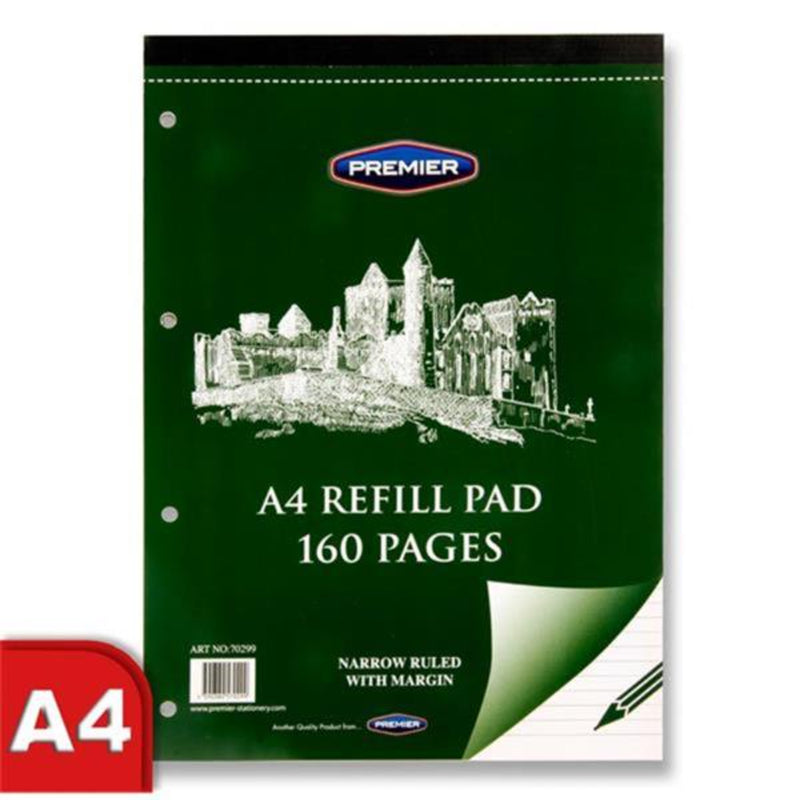 Premier A4 Refill Pad - Narrow Ruled - Top Bound - 160 Pages