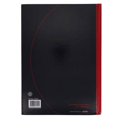 Premier A4 Hardcover Notebook - 80gsm - Red & Black - 384 Pages