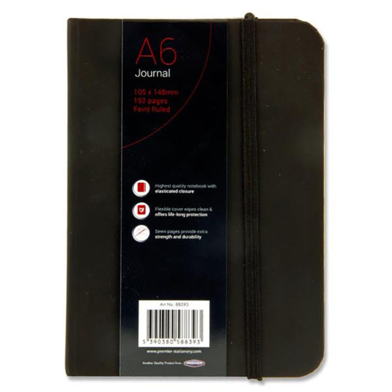 Concept A6 Journal Ruled with Elastic Closure - 192 Pages - Black