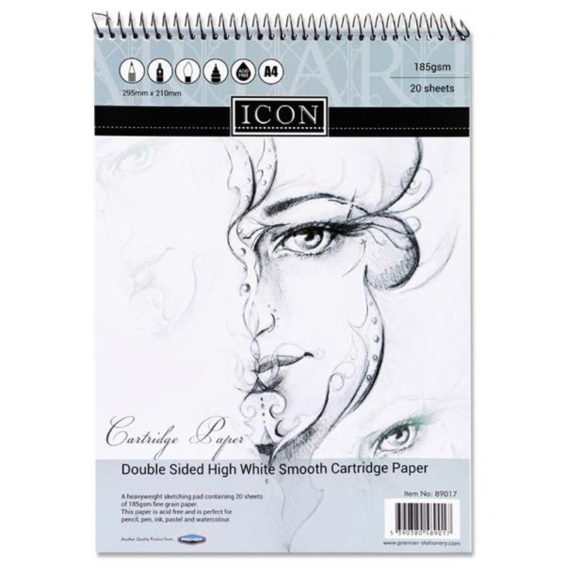 Icon A4 Spiral Sketch Pad - 185gsm - 20 Sheets