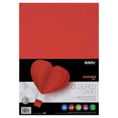 Premier Activity A4 Card - 160 gsm - Red - 50 Sheets