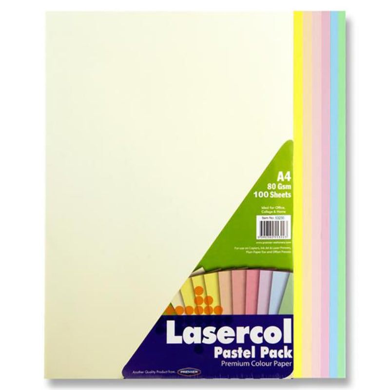 Lasercol A4 Colour Paper - 80gsm - Pastel - 100 Sheets