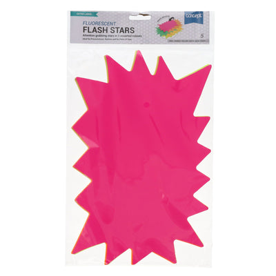Premier Office Large Flash Stars - Fluorescent - Pack of 5