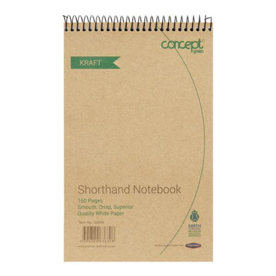 Concept Green 200mm x 126mm Spiral Shorthand Notebook from Recycled Paper - 160 Pages