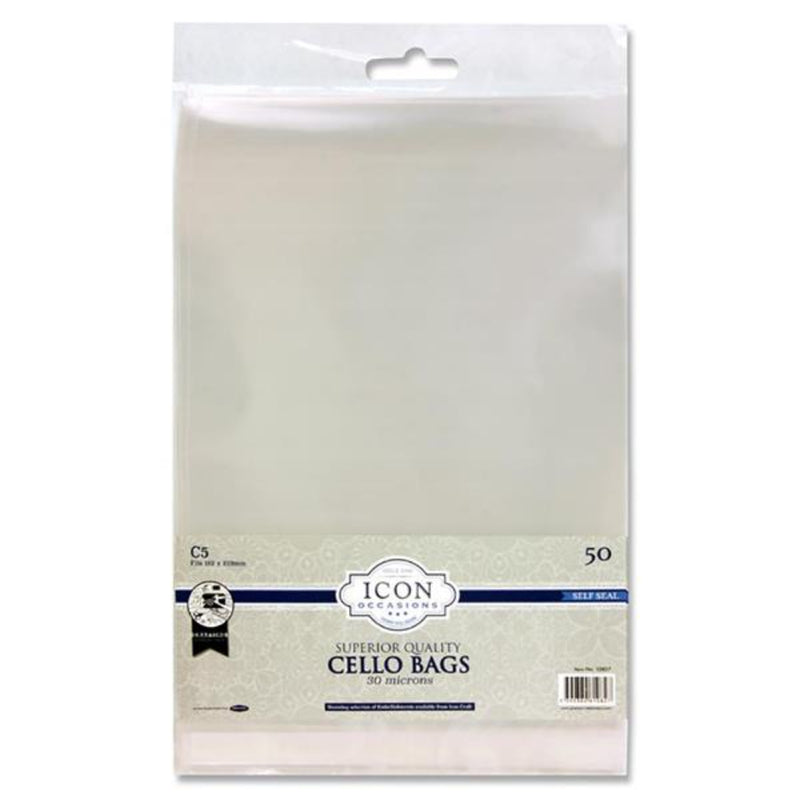 Icon Occasions C5 Self Seal Cello Bags - Pack of 50