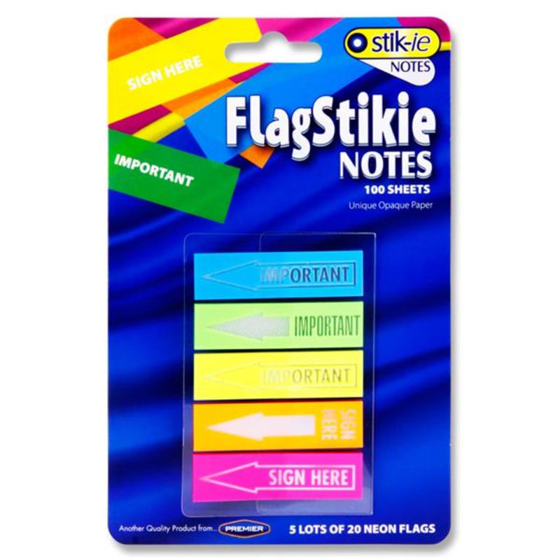 Stik-ie Flag Page Markers - Important & Sign Here - Pack of 5