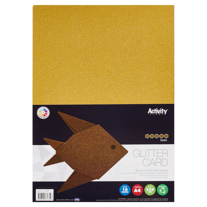 Premier Activity A4 Glitter Card - 250 gsm - Gold - 10 Sheets