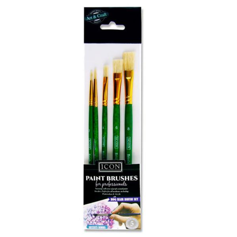 Icon Paint Brush Set - Hog Hair - Pack of 5