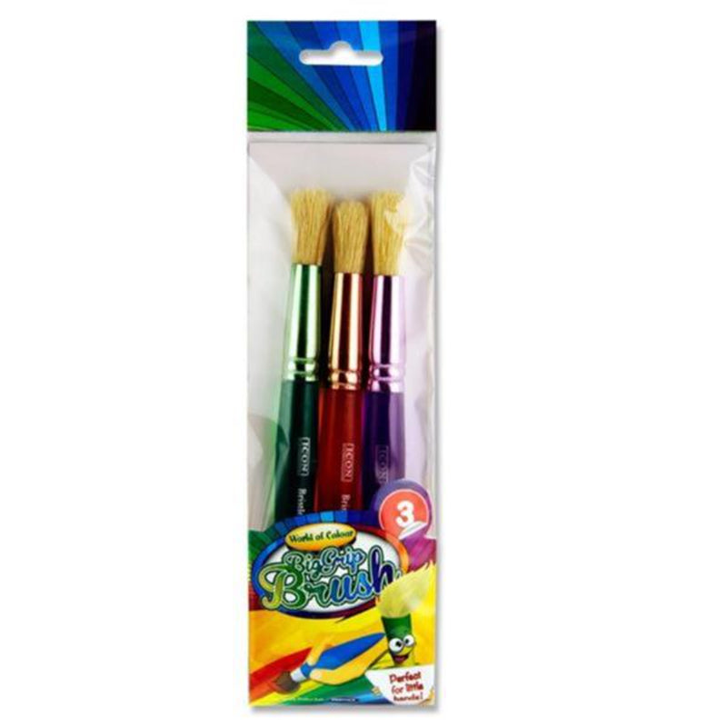 World of Colours Big Grip Brush Set - Round - Pack of 3