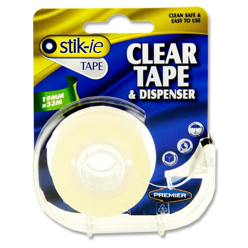 Stik-ie Tape with Dispenser - 33m x 19mm - Clear