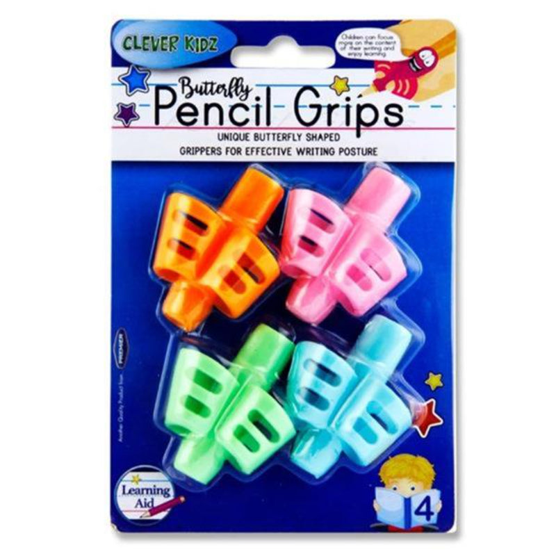 Clever Kidz Butterfly Junior Pencil Grips - Pack of 4