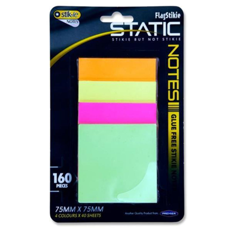 Stik-ie Glue Free Static Notes - 75mm x 75mm - Pack of 4