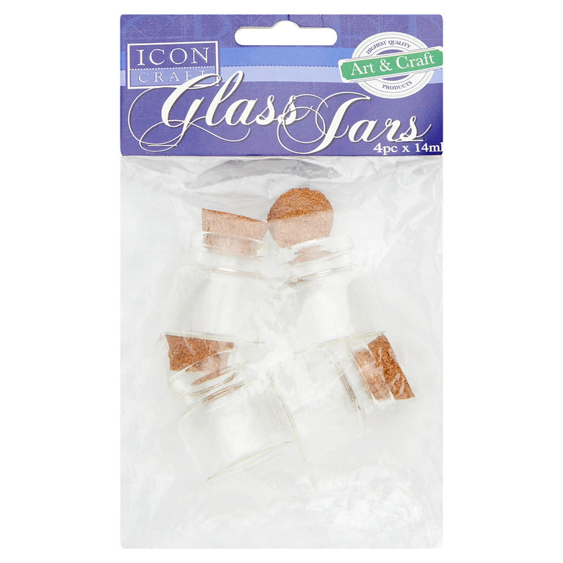 Icon Glass Jars with Cork Lid - 14ml - Pack of 4