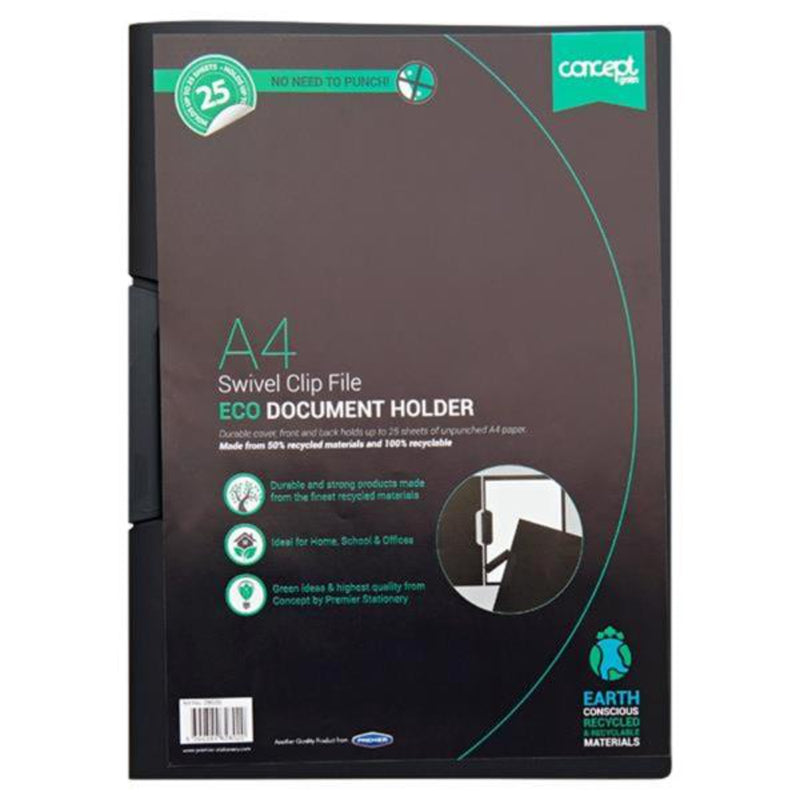 Concept Green A4 Eco Swivel Clip File - 25 Sheet Document Holder