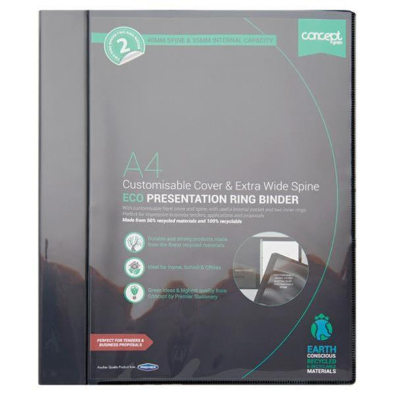 Concept Green A4 Eco Extra Wide Spine Presentation 2 Ring Binder