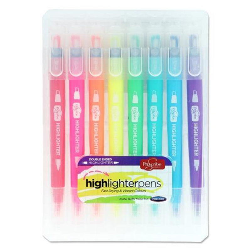 Pro:Scribe Twin Tip Highlighters - Pack of 8