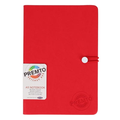Premto A5 PU Leather Hardcover Notebook with Elastic Closure - 192 Pages - Ketchup Red