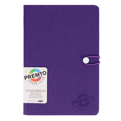 Premto A5 PU Leather Hardcover Notebook with Elastic Closure - 192 Pages - Grape Juice Purple