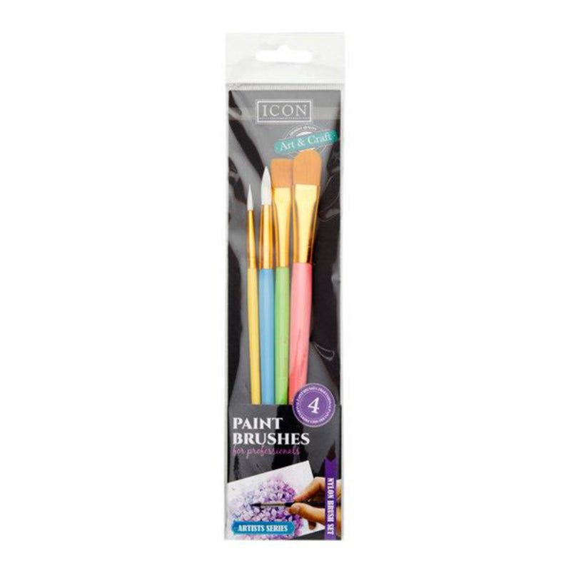 Icon Nylon Paint Brushes - Round - Pack of 4