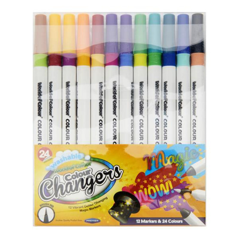 World of Colour Washable Colour Changing Magic Markers - Pack of 12