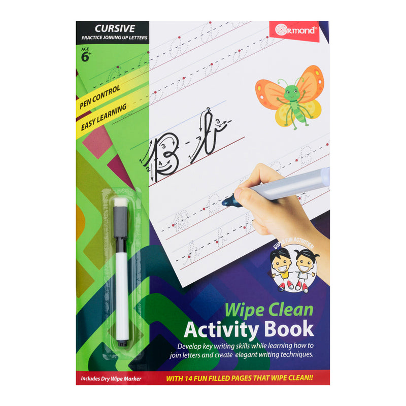 Ormond A4 Wipe Clean Activity Book - 14 Pages - Cursive