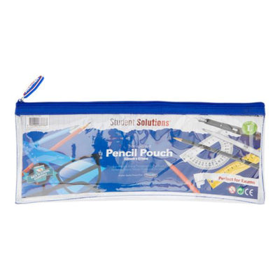 Student Solutions Transparent Pencil Case 330x125mm - Blue