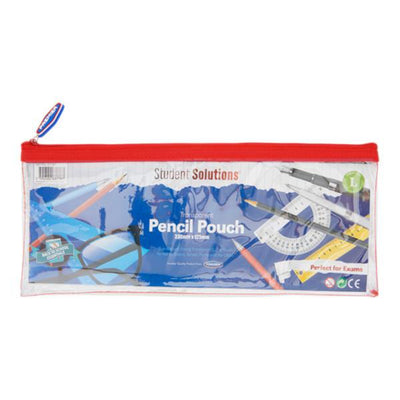 Student Solutions Transparent Pencil Case 330x125mm - Red