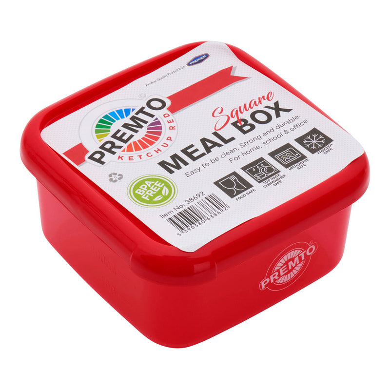 Premto Square BPA Free Meal Box - Microwave Safe - Ketchup Red
