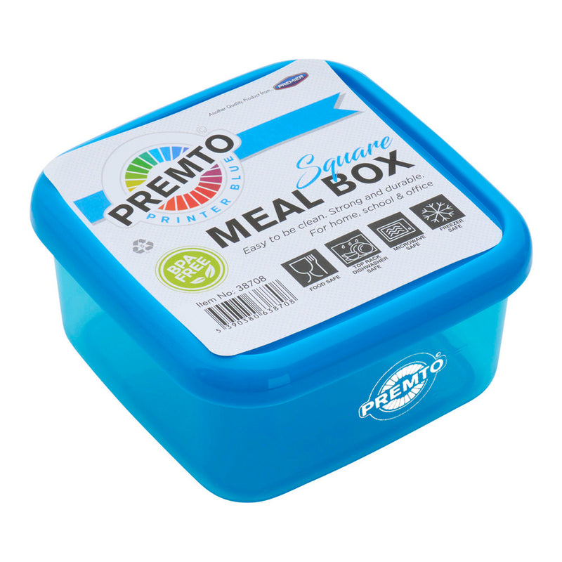 Premto Square BPA Free Meal Box - Microwave Safe - Printer Blue