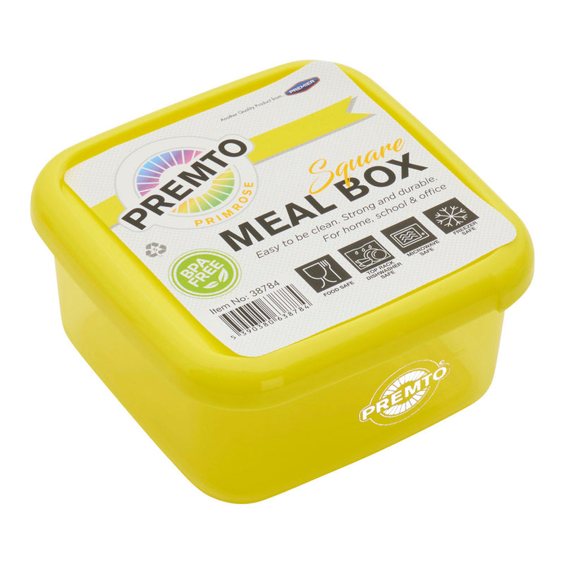 Premto Square BPA Free Meal Box - Microwave Safe - Pastel - Primrose Yellow