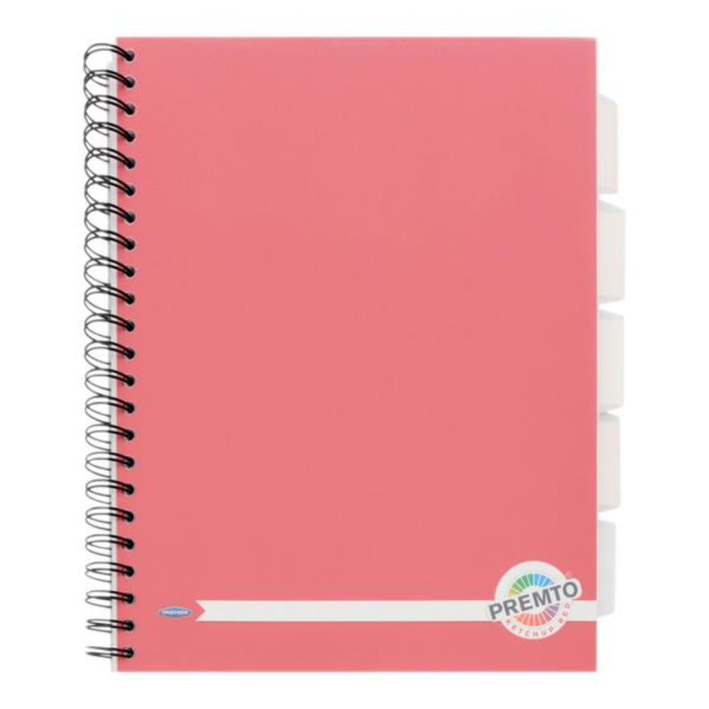 Premto A4 5 Subject Project Book - 250 Pages - Ketchup Red