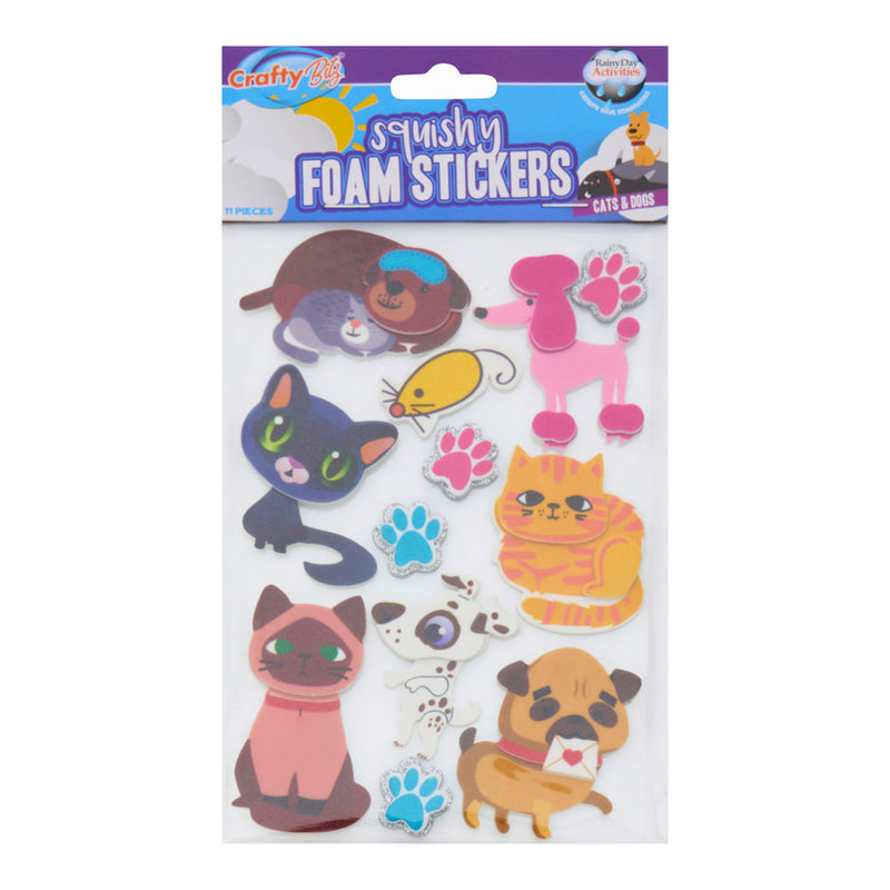Crafty Bitz Squishy Foam Stickers - Cats And Dogs 1 - Pack of 11