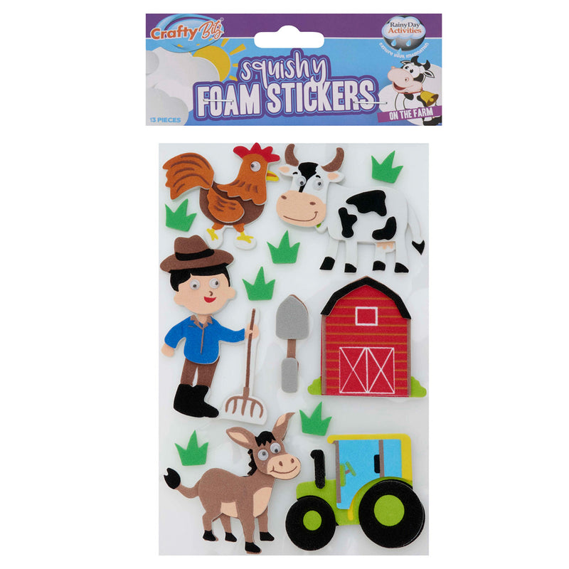 Crafty Bitz Squishy Foam Stickers - On The Farm - Pack of 13