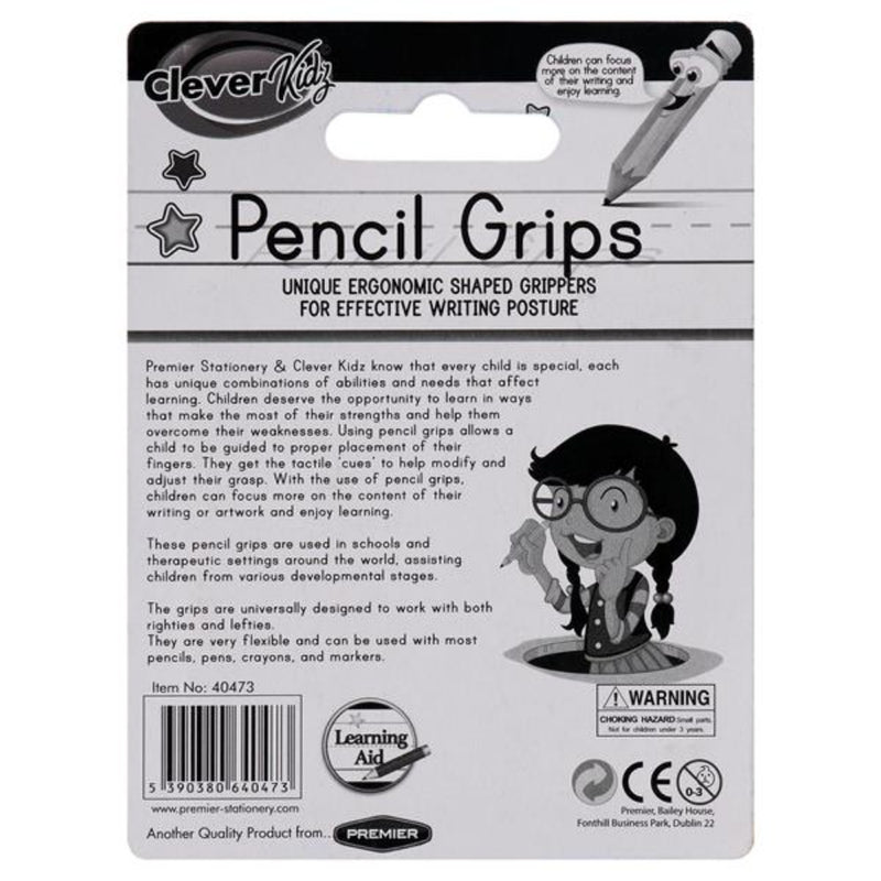 Clever Kidz Pencil Grips Assorted Colours - Pack of 5