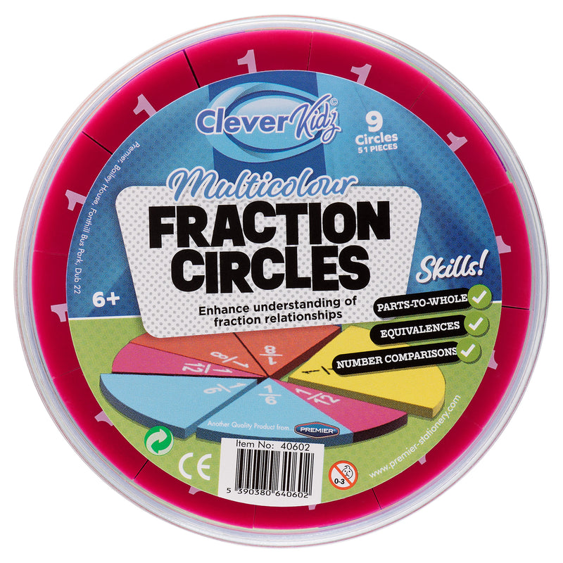 Clever Kidz Multicolour Fraction Circles - 51 Pieces